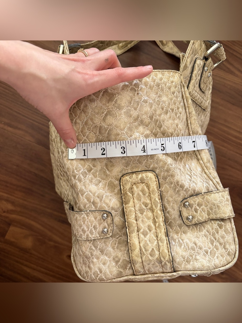 Y2K Guess cream faux croc leather large tote purse - Picture 12 of 16